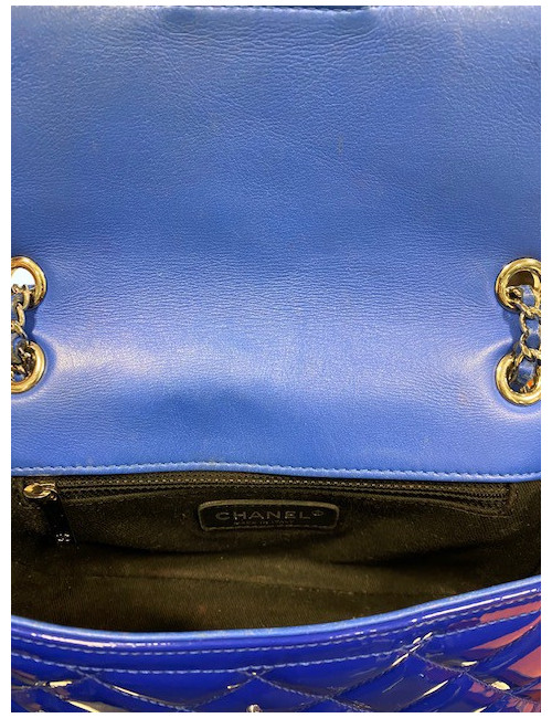 Small flap bag Chanel blue patent leather - Pre-owned Luxury Bag 
