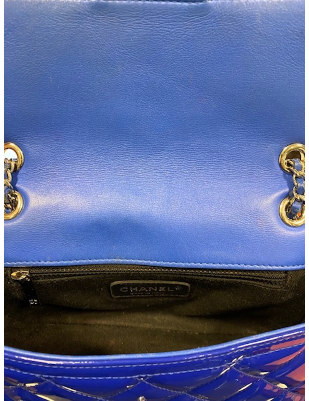 Small flap bag Chanel blue patent leather - Pre-owned Luxury Bag 