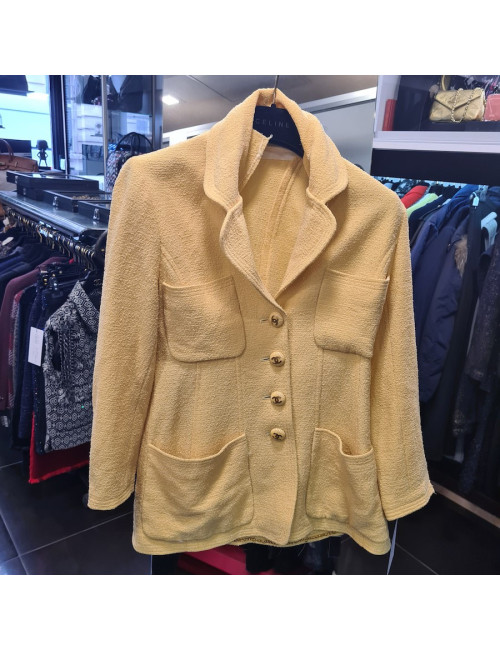 Veste CHANEL tweed jaune paille