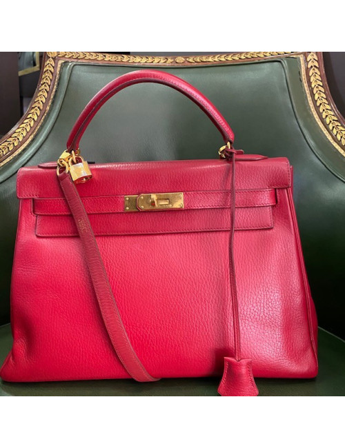 Kelly 32 HERMES cuir grainé rouge