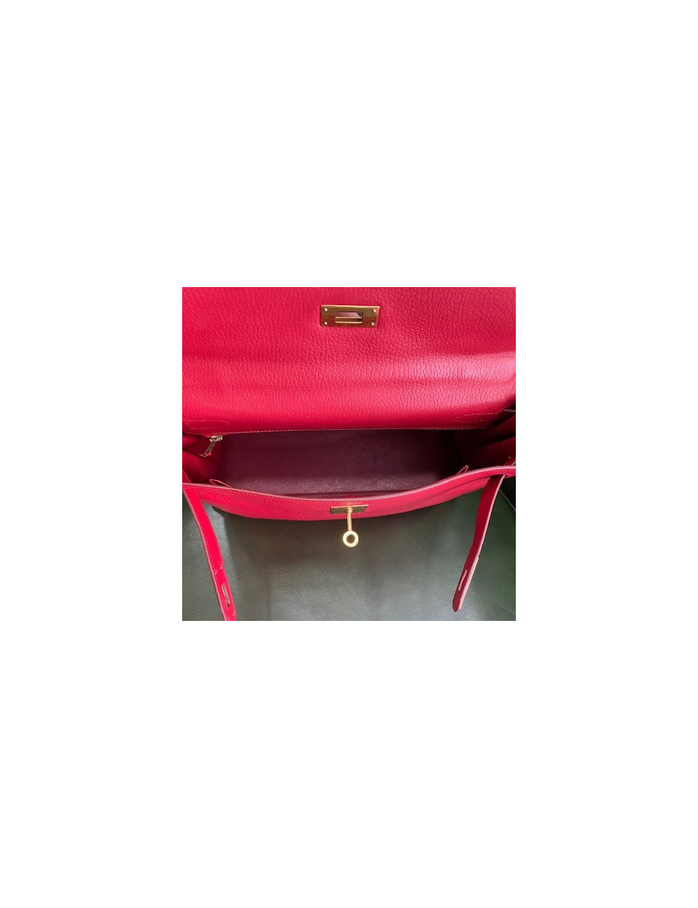 Kelly 32 HERMES cuir grainé rouge