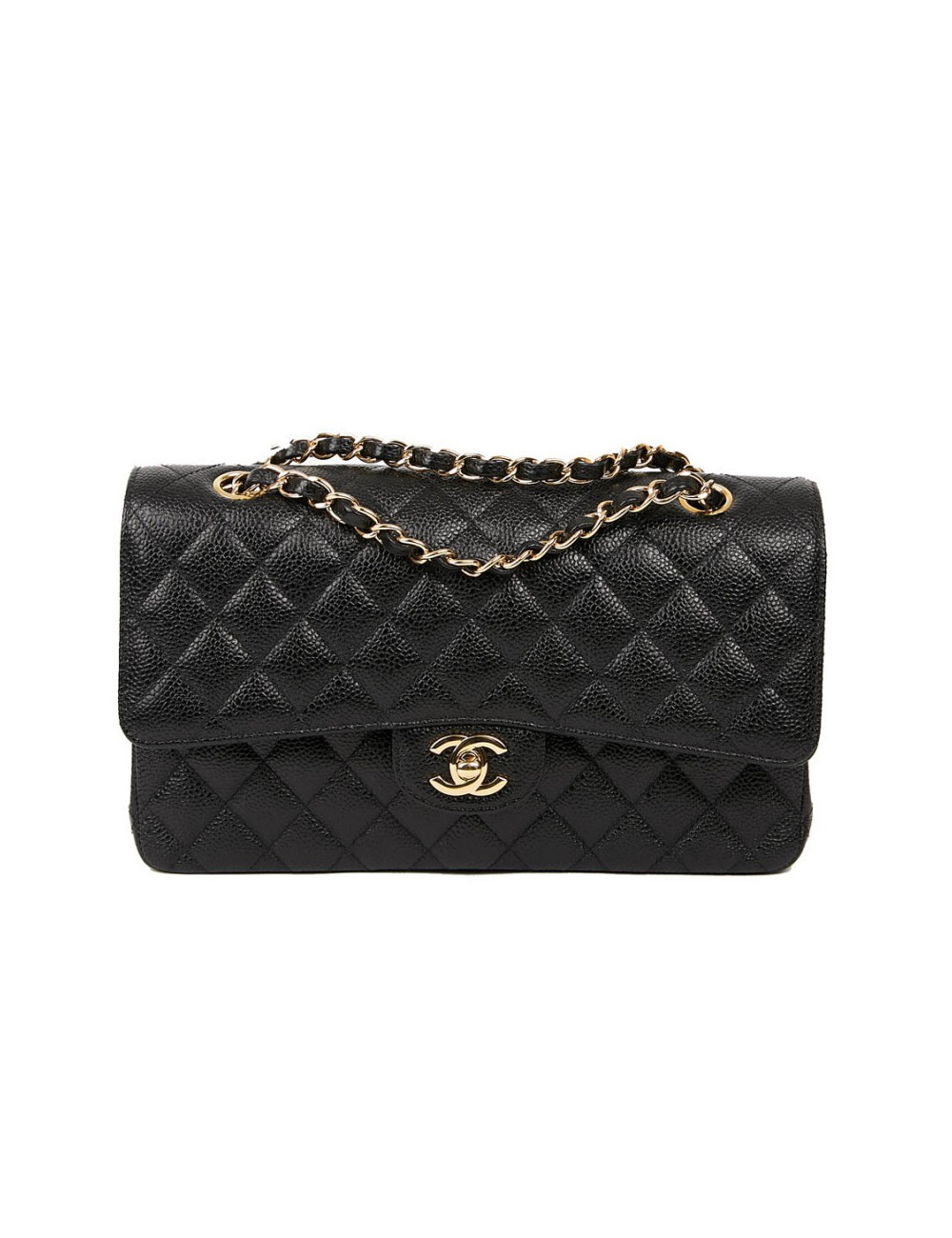 Timeless CHANEL cuir grainé noir