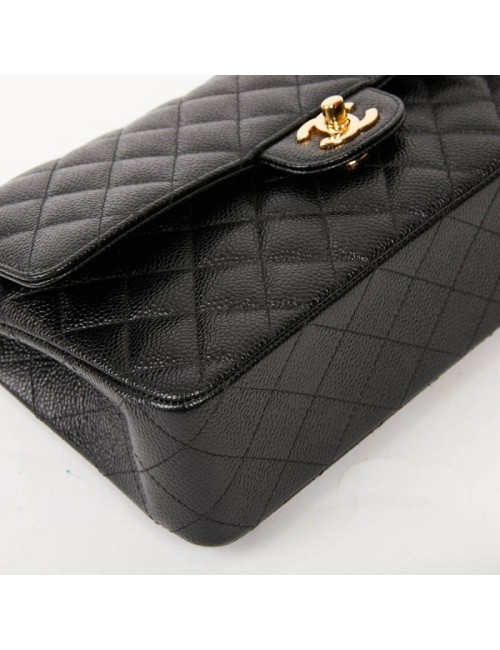 Timeless CHANEL cuir grainé noir