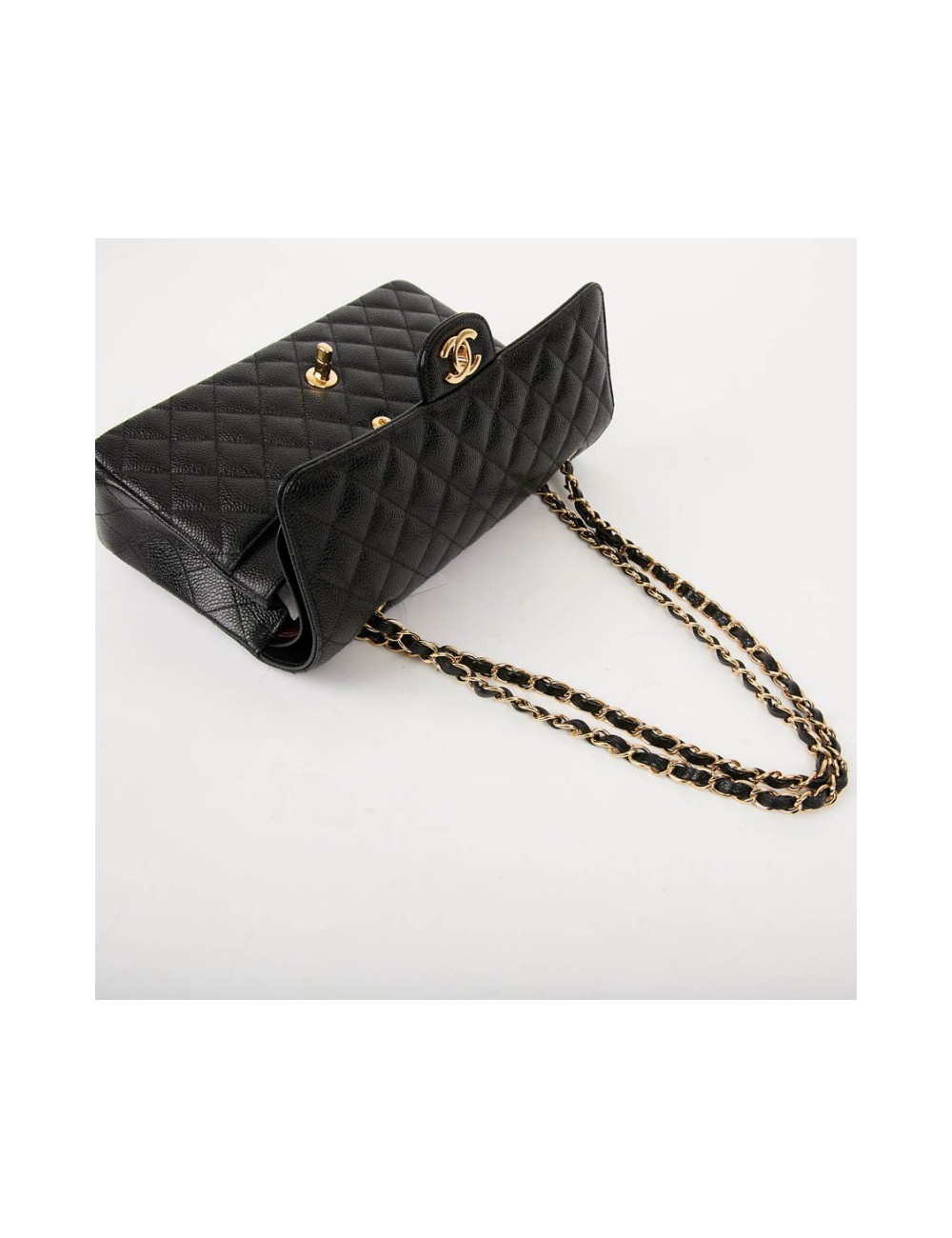 Timeless CHANEL cuir grainé noir