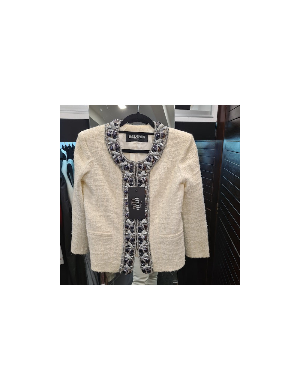 Veste BALMAIN T38 tweed beige