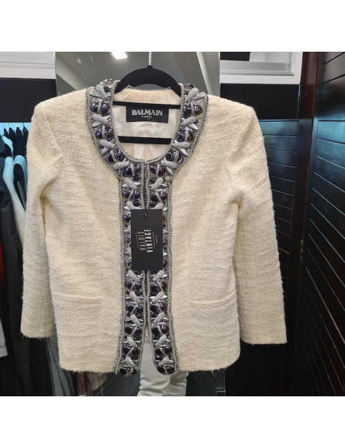 Veste BALMAIN T38 tweed beige