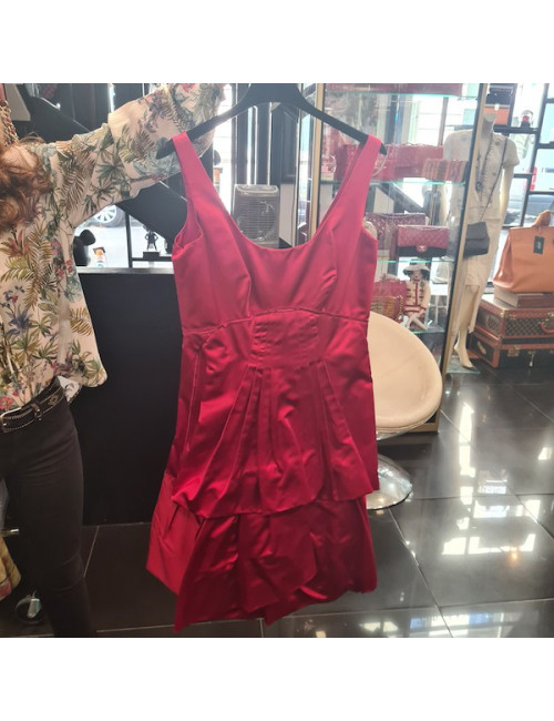 Robe PRADA T 40 IT/T36 FR en soie duchesse rouge