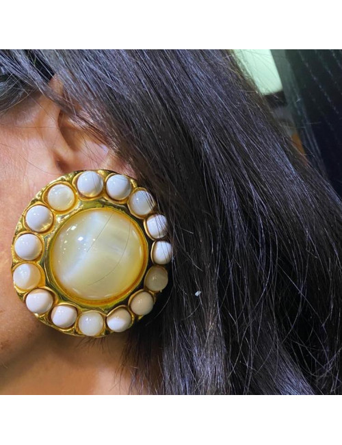 Boucles d'oreille clips CHANEL perle nacrée Vintage