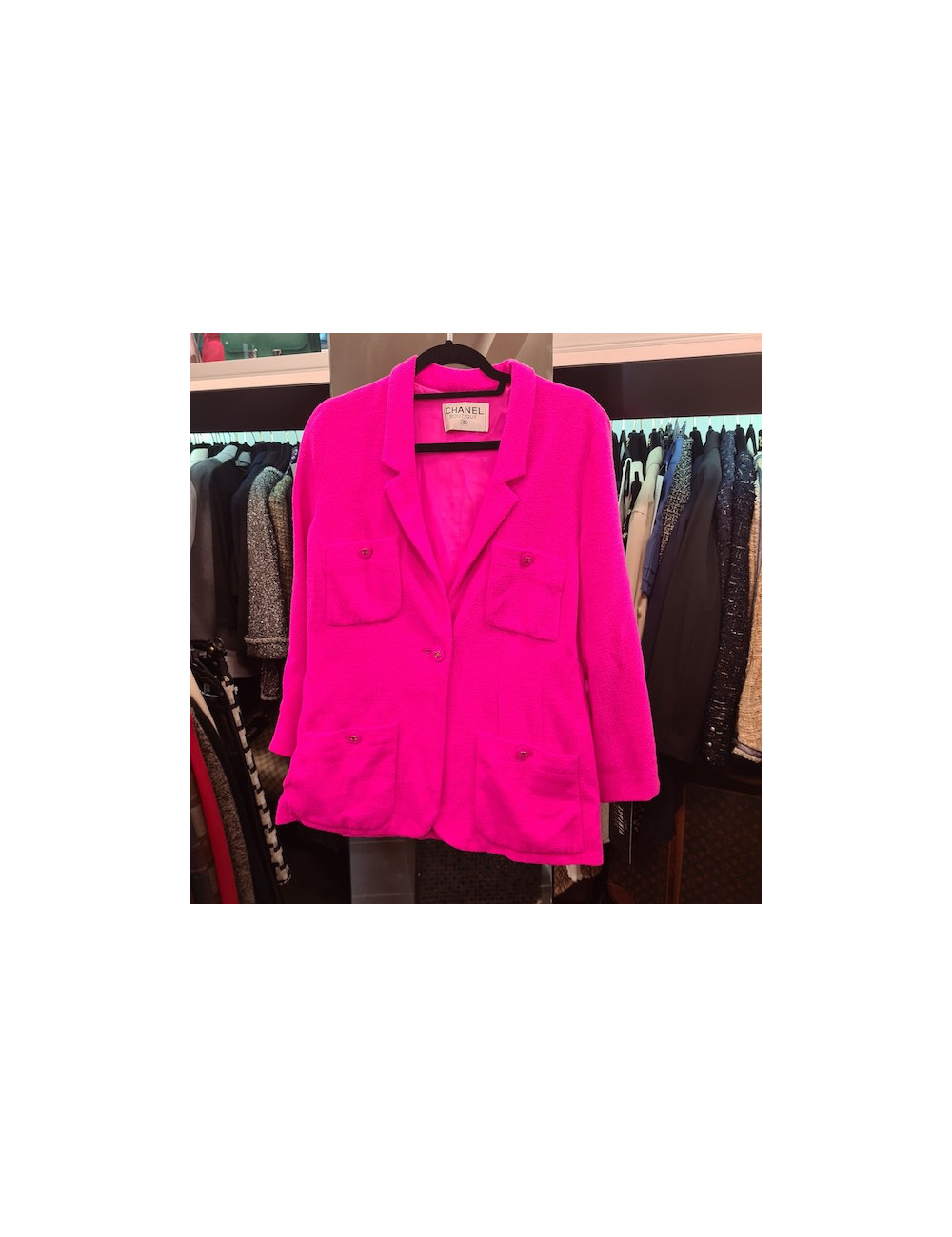 Veste T 40 CHANEL tweed fuchsia Barbie collection