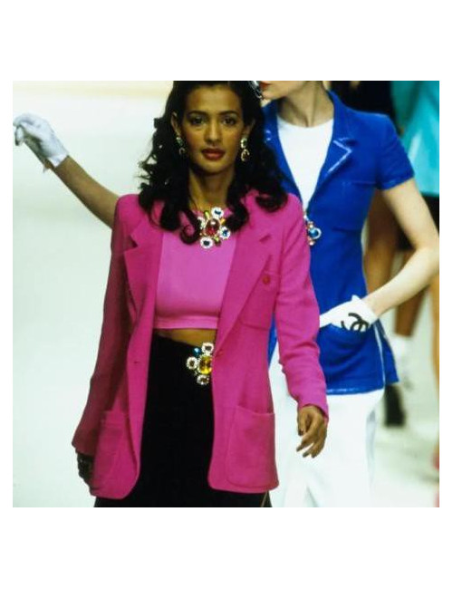 Veste T 40 CHANEL tweed fuchsia Barbie collection