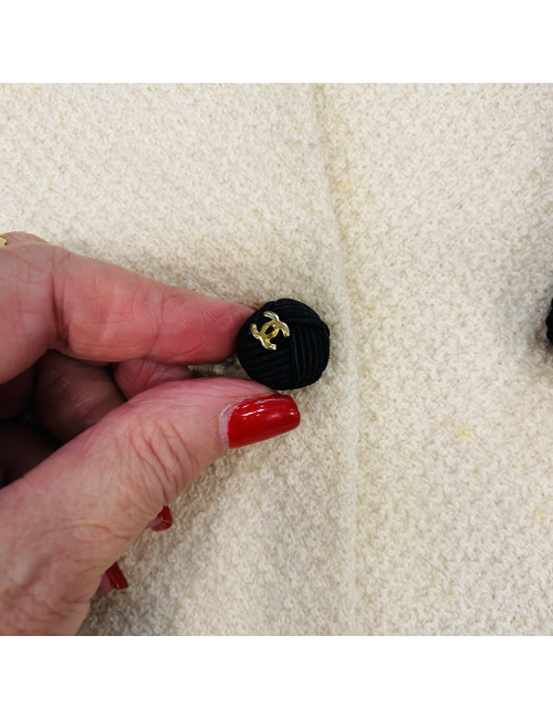 Veste T 40 CHANEL tweed beige  gansé noir