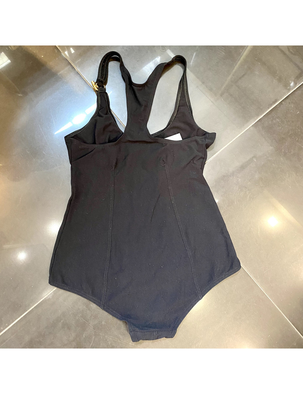 Maillot de bain Hermes noir fermoir chaîne d'ancre doré