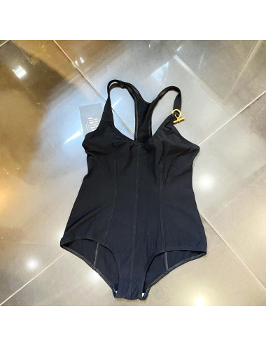 Maillot de bain Hermes noir fermoir chaîne d'ancre doré
