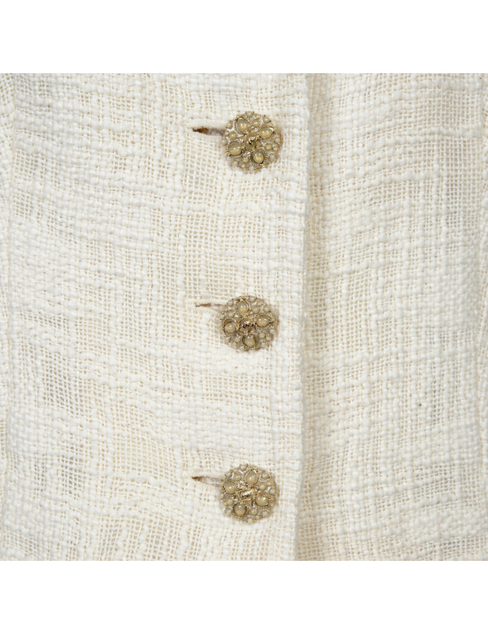 Veste longue CHANEL  tweed  ivoire