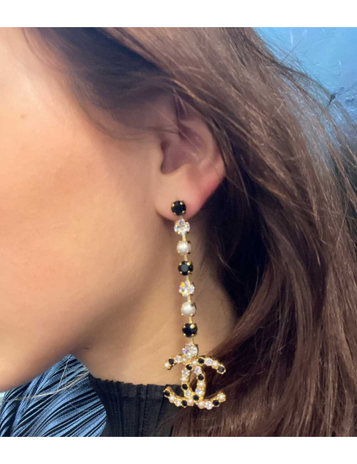 Clous pendants CHANEL strass