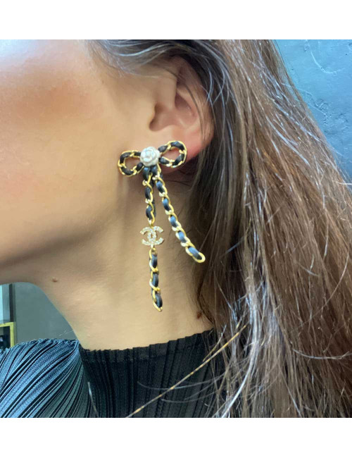 CHANEL bow clip-on Earrings