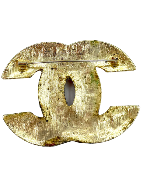 Broche CHANEL double C cabochons milticolores