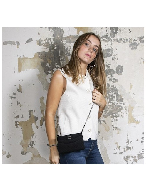 Pochette CHANEL jersey chaine argent