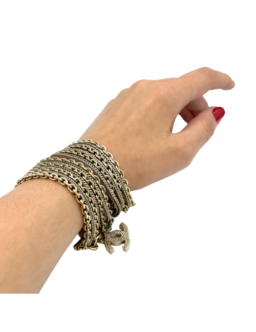 Bracelet chaînes CHANEL en métal doré