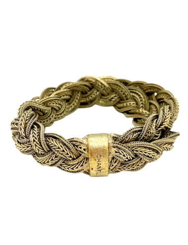 Bracelet tressé chaînes CHANEL en métal doré
