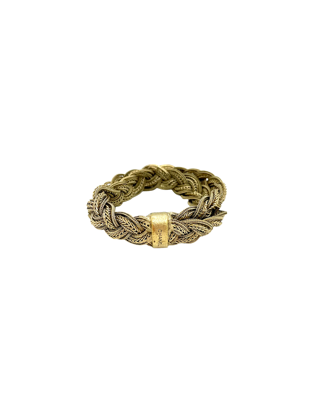 CHANEL gilded metal braided chain bracelet