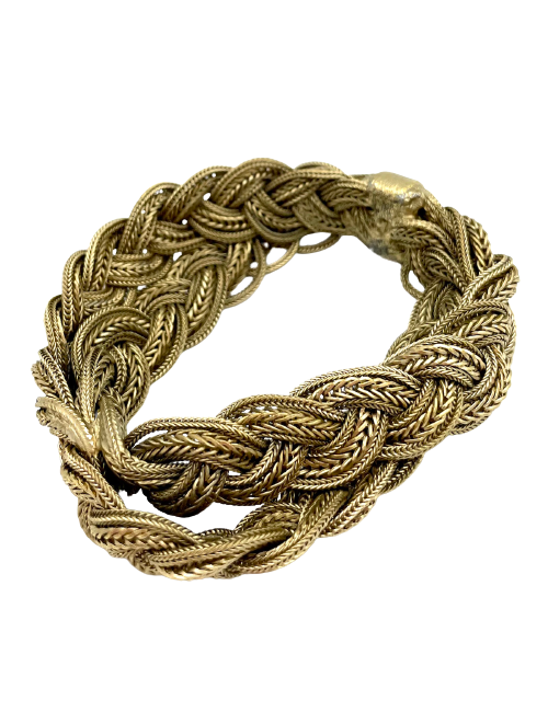 CHANEL gilded metal braided chain bracelet