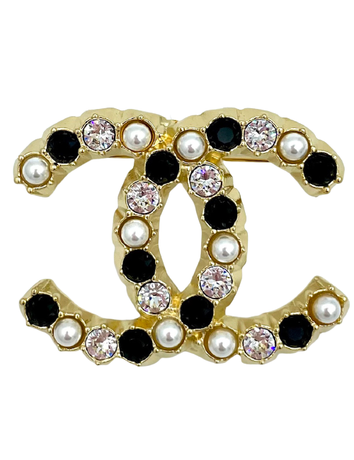 CHANEL CC Brooch Pearls and Rhinestones