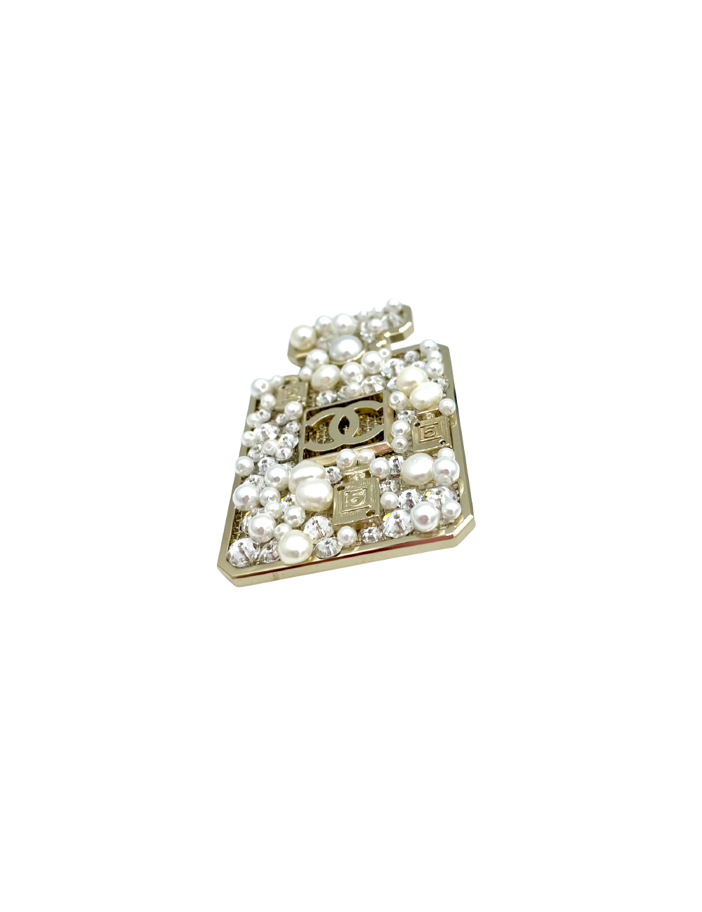Broche CHANEL bouteille 5 perles