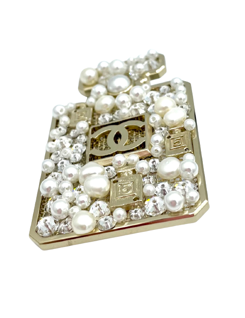 Broche CHANEL bouteille 5 perles