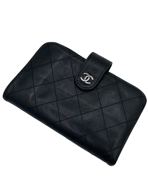 Portefeuille CHANEL cuir matelassé noir