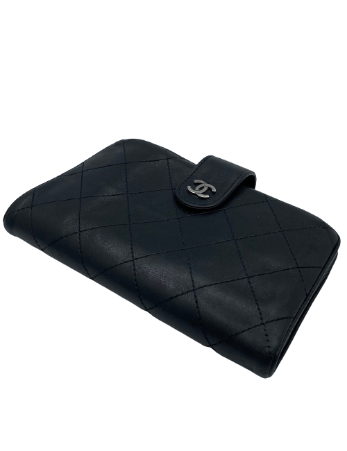 Portefeuille CHANEL cuir matelassé noir