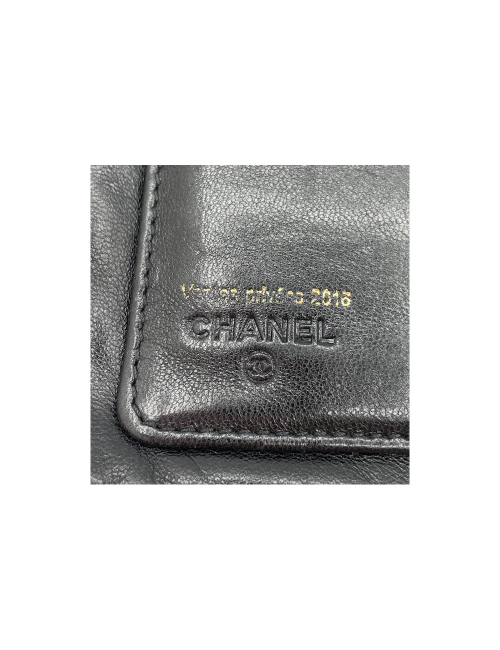 Portefeuille CHANEL cuir matelassé noir