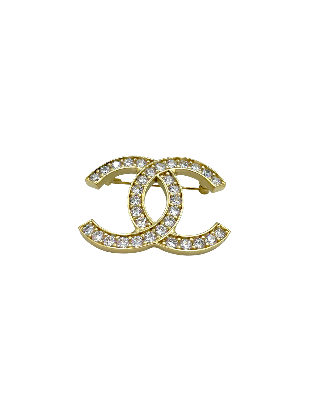 Broche CHANEL dorée et strass