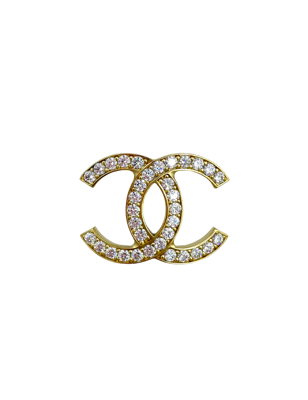 CHANEL CC Brooch in Gilt Metal and Rhinestones