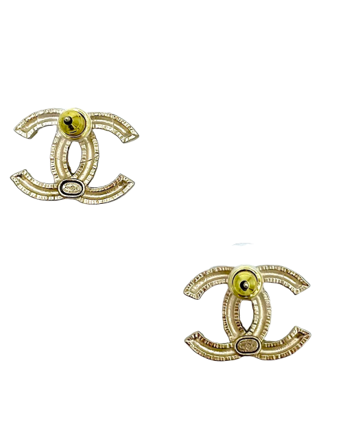 CHANEL engraved C H A N E L earrings - Pre-Owned Certified Authentic