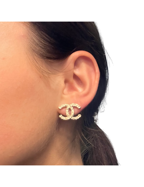 CHANEL engraved C H A N E L earrings - Pre-Owned Certified Authentic