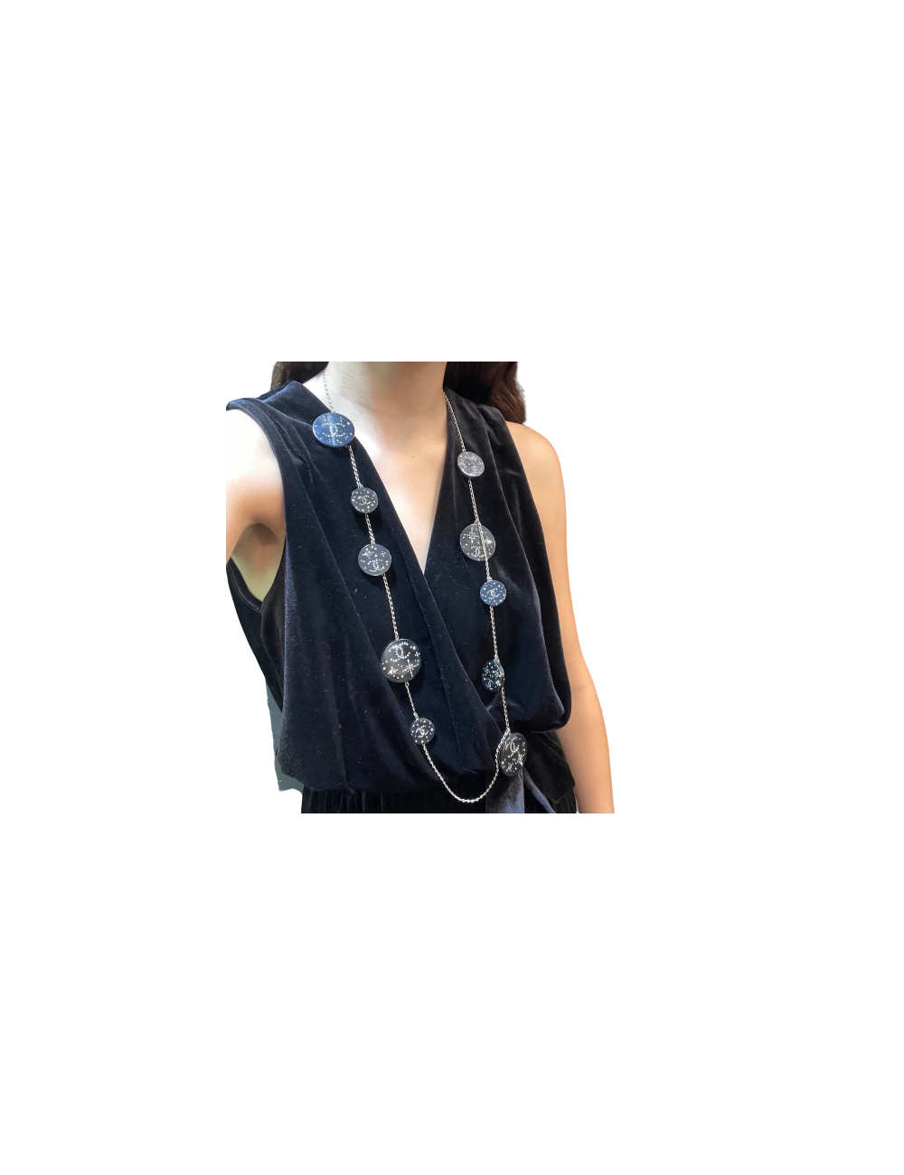 Sautoir Chanel plexi et argenté