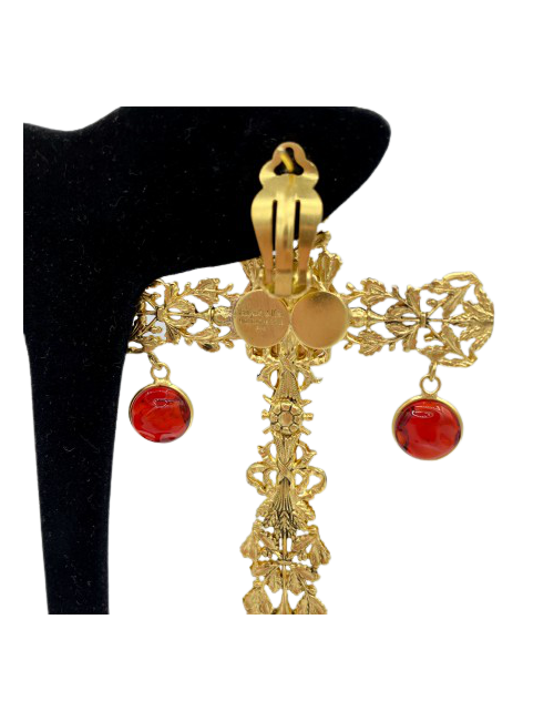 Clips croix pendantes MARGUERITE DE VALOIS turquoise/orange