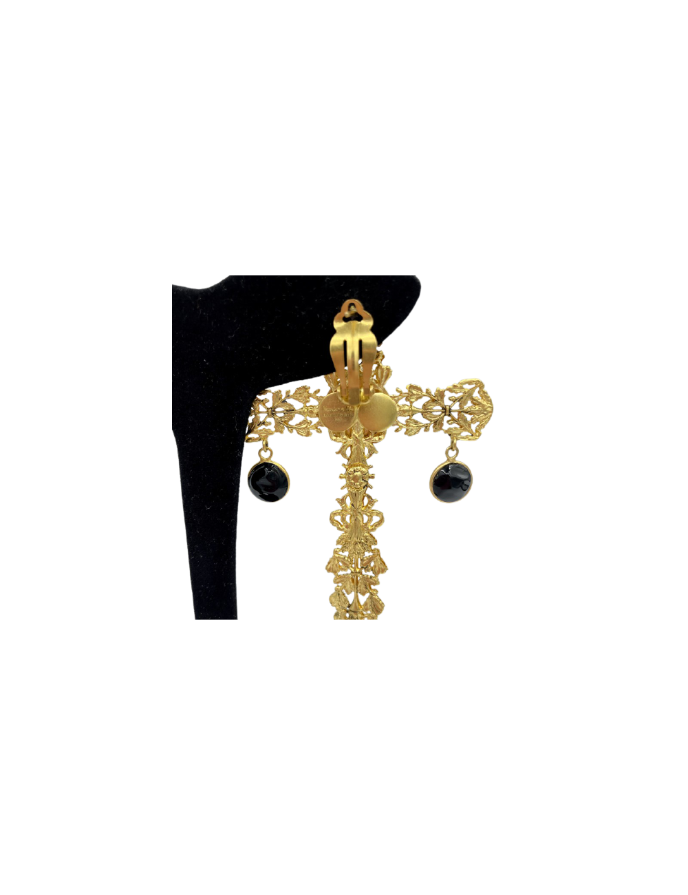 MARGUERITE DE VALOIS Black Pendant Cross Studs Earrings - Occasion