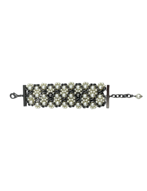 Bracelet perles CHANEL métal  CC strass