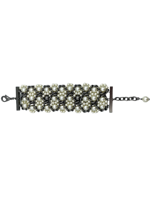 Bracelet perles CHANEL métal  CC strass