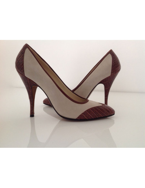 escarpins FERRAGAMO's  créations daim et croco T 37.5