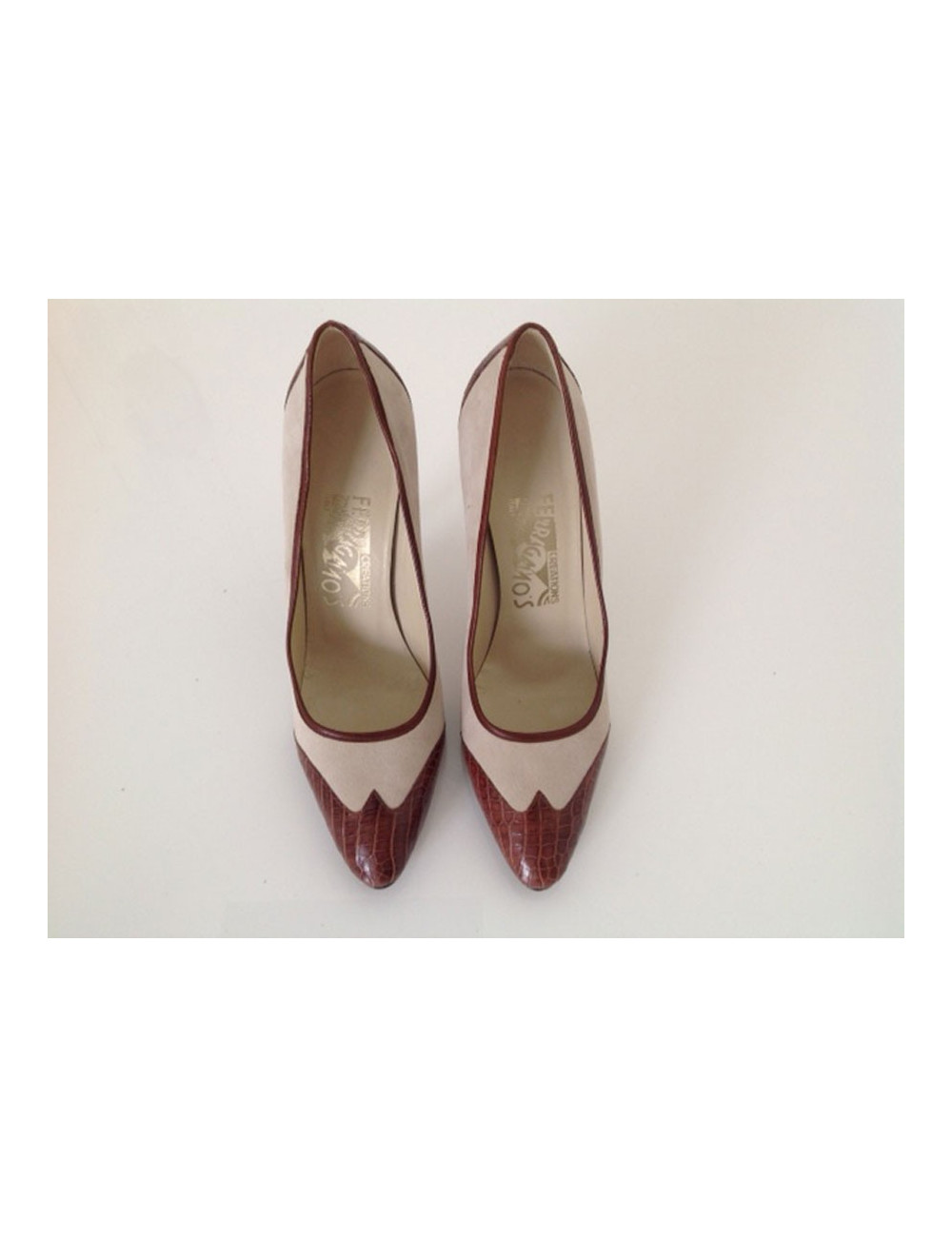 escarpins FERRAGAMO's  créations daim et croco T 37.5