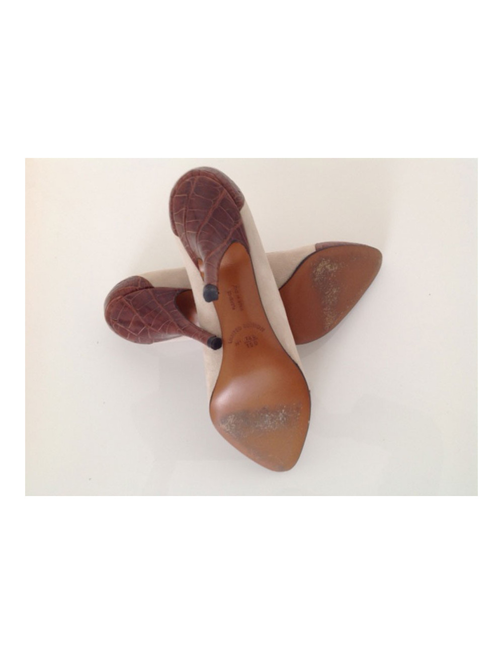 escarpins FERRAGAMO's  créations daim et croco T 37.5