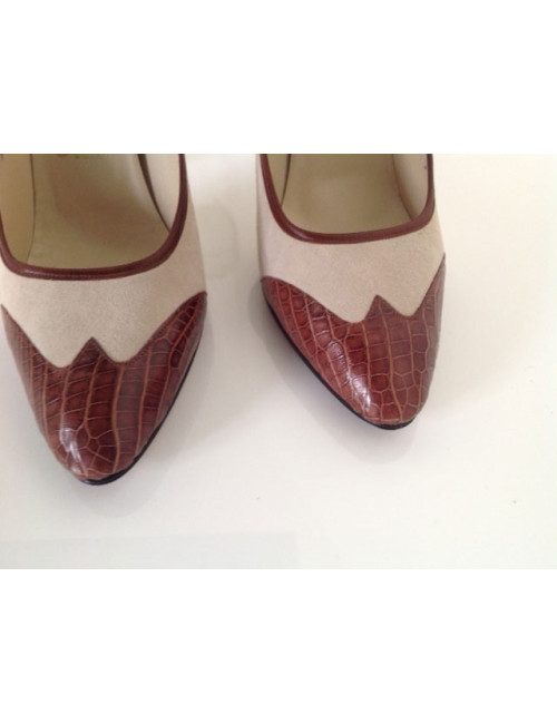 escarpins FERRAGAMO's  créations daim et croco T 37.5