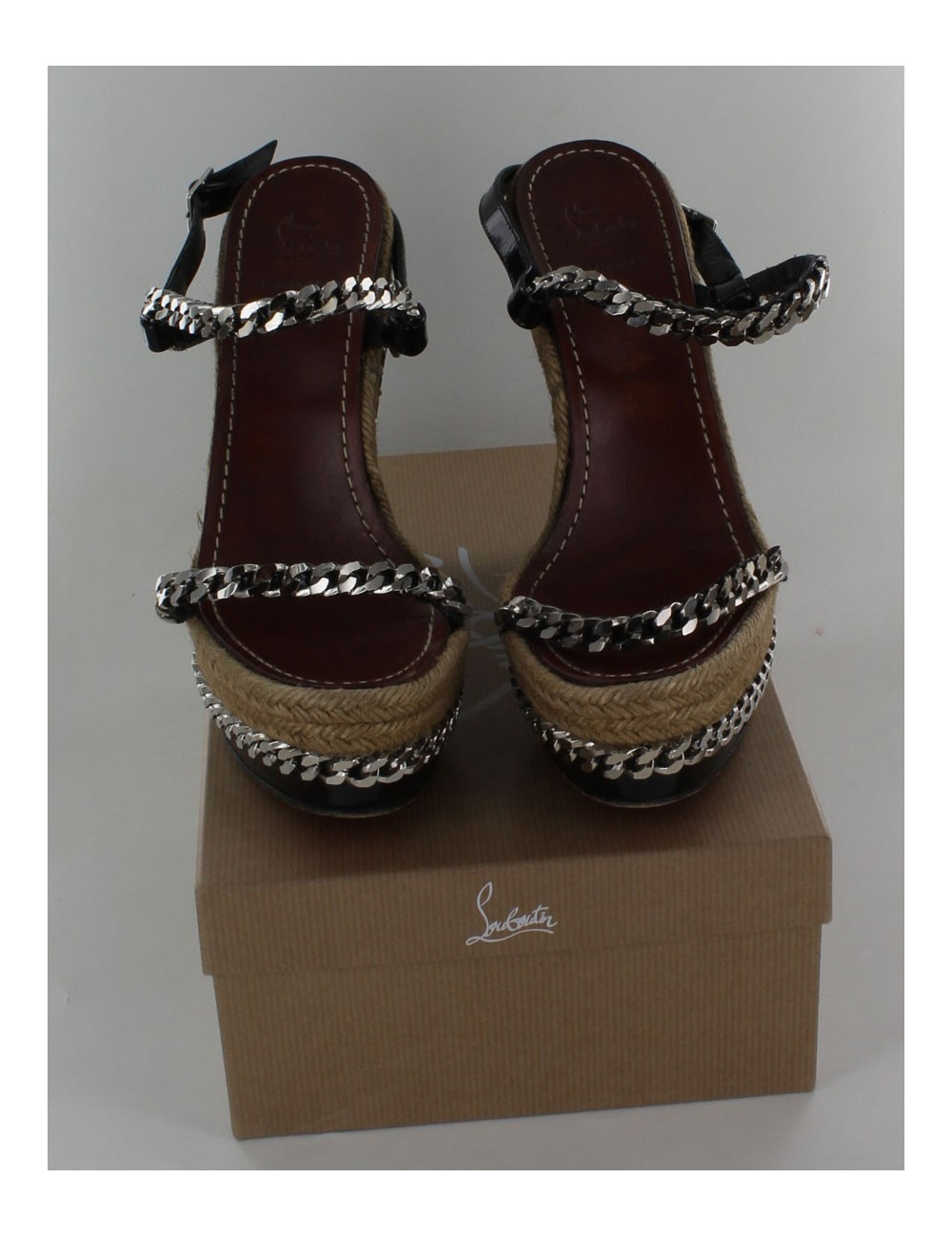 Espadrilles t40 CHRISTIAN LOUBOUTIN, open toe, chaines argentées