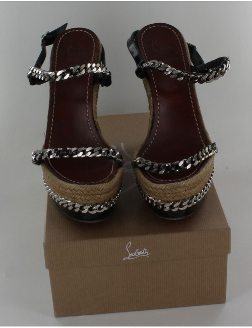 Espadrilles t40 CHRISTIAN LOUBOUTIN, open toe, chaines argentées