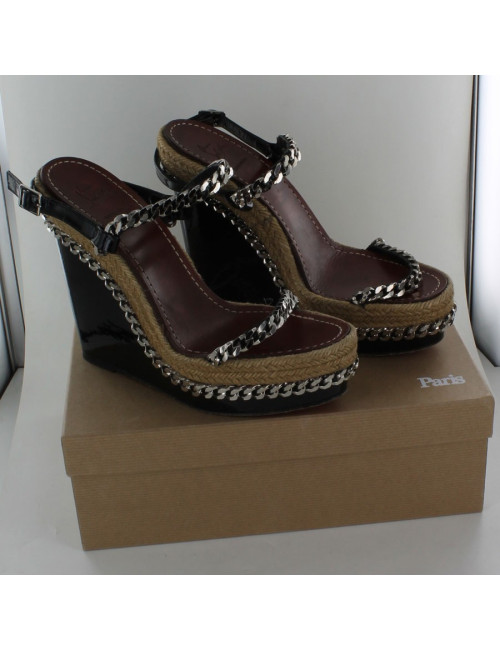 Espadrilles t40 CHRISTIAN LOUBOUTIN, open toe, chaines argentées