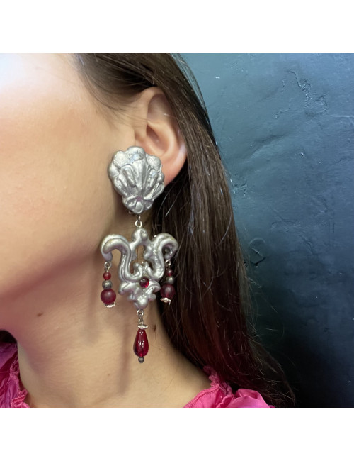 Boucles d'oreille en résine argent 