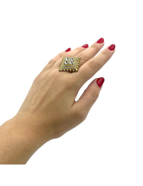 Bague SANS MARQUE strass jaune et transparent